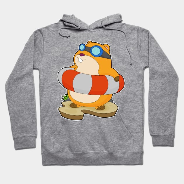 Hamster Swimming Lifebuoy Hoodie by Markus Schnabel